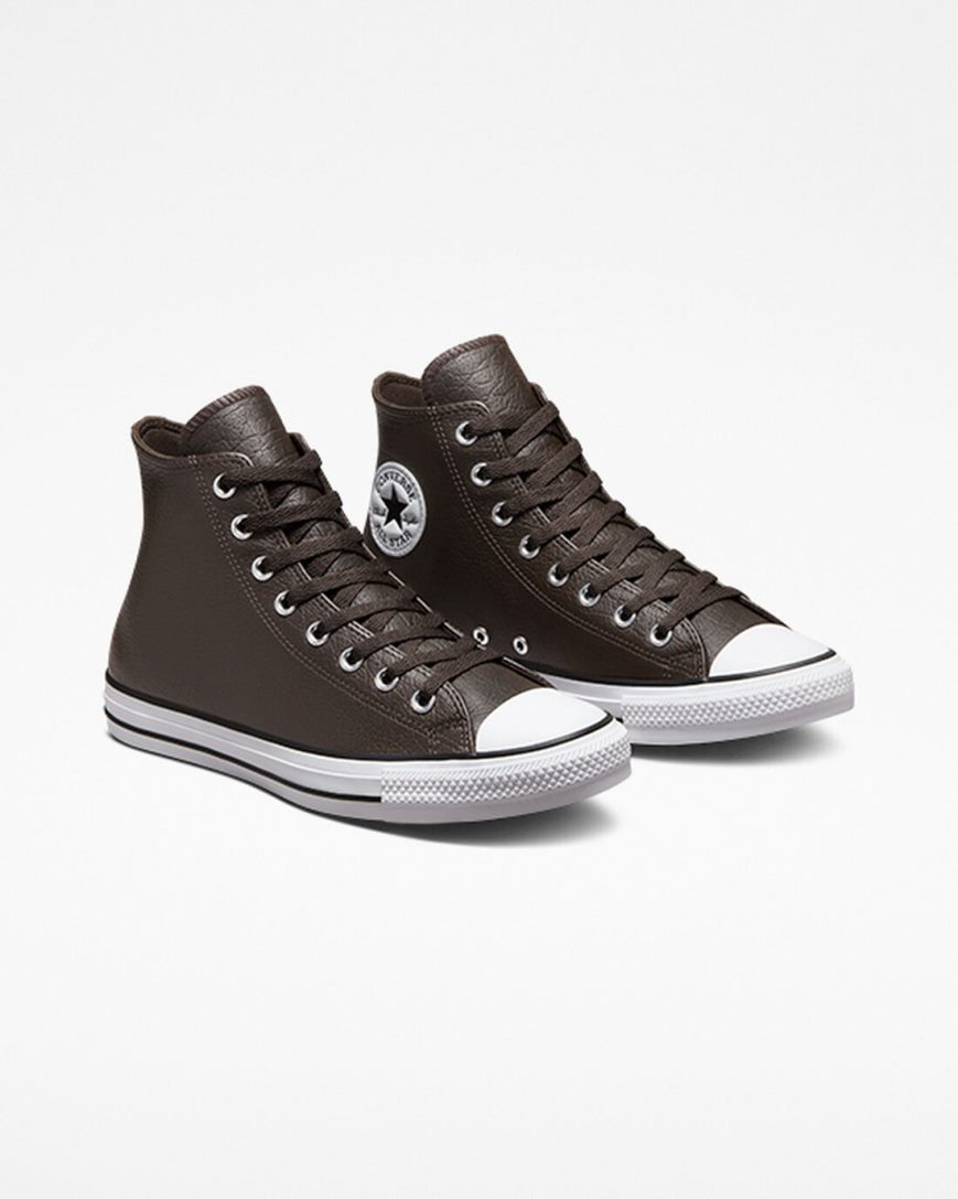 Tenisky Vysoke Converse Chuck Taylor All Star Tumbled Kozene Damske Hnede Biele Čierne | SK IPKQR4